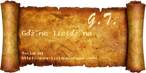 Güns Ticiána névjegykártya